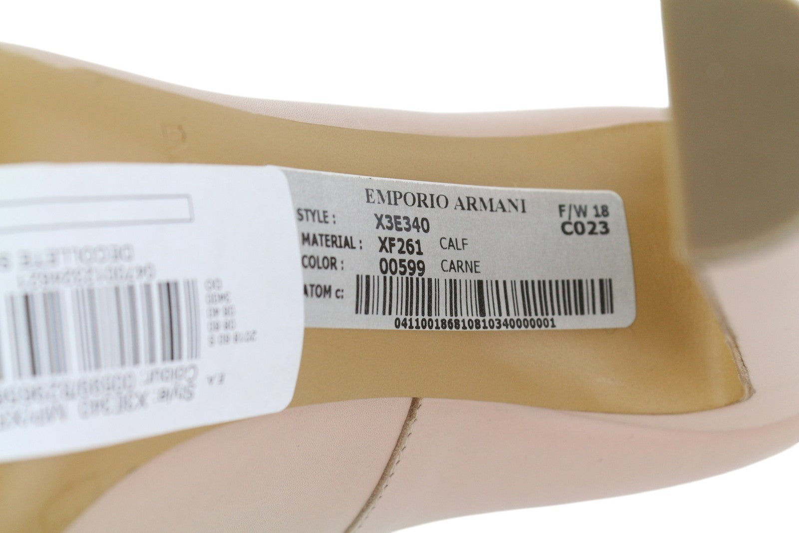 EMPORIO ARMANI X3E340 Women Heels EU37 Light Pink Square Slip On