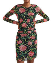 DESIGUAL Roiane Women Dress M Flowers Print Slim Fit Inner Lining Knee-Length