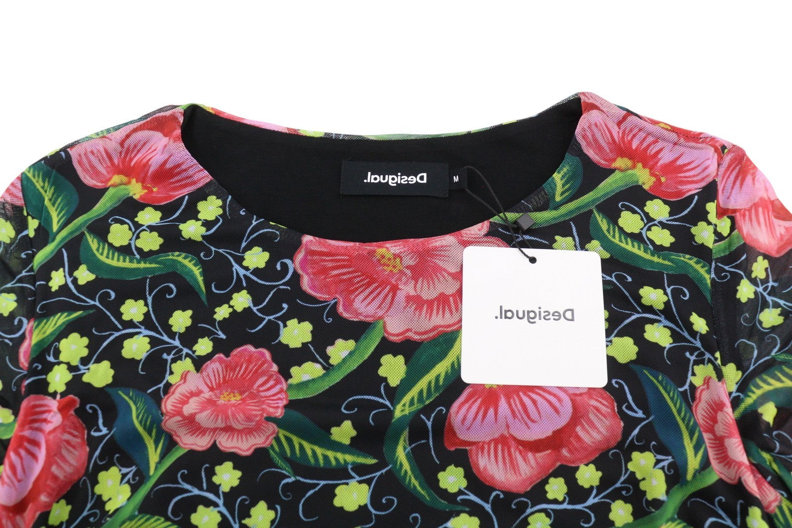 DESIGUAL Roiane Women Dress M Flowers Print Slim Fit Inner Lining Knee-Length