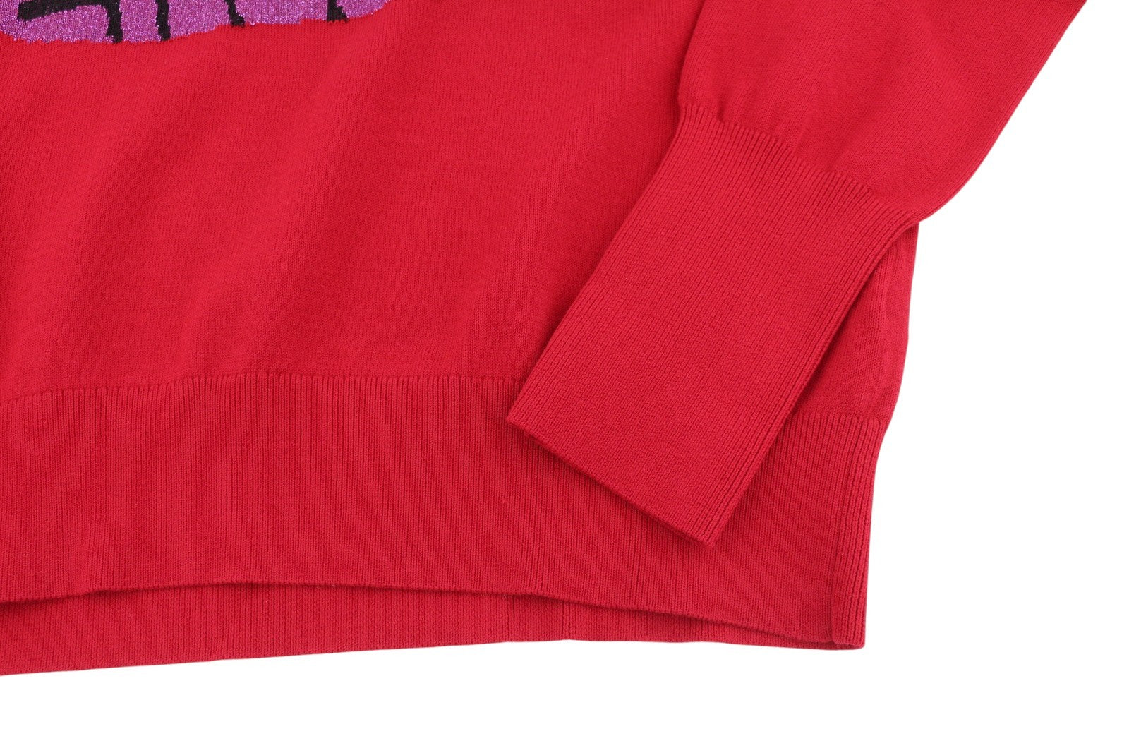 DESIGUAL Esopo Women Jumper XL Red Shiny Lip Print Tight-Knit Pullover