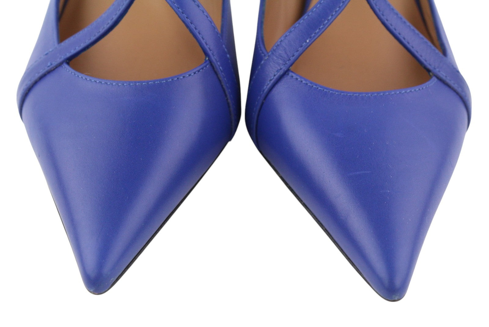 EMPORIO ARMANI X3E374 Women Heels EU37 Blue Leather Strap Pumps