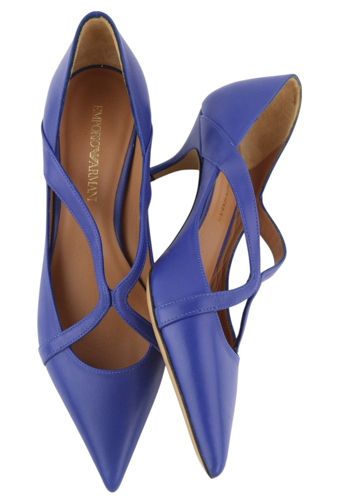 EMPORIO ARMANI X3E374 Women Heels EU37 Blue Leather Strap Pumps