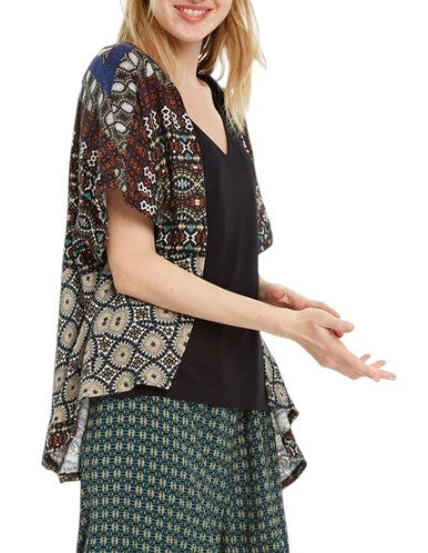 DESIGUAL Jamil Women Jumper M Double Effect Asymmetric Drape 2in1