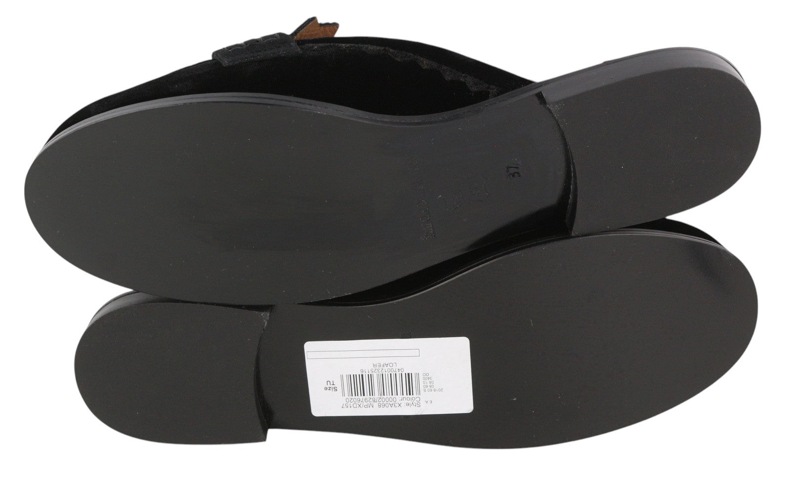 EMPORIO ARMANI X3A068 Women Flats EU37 Black Velvet Slip On Mule Sandals