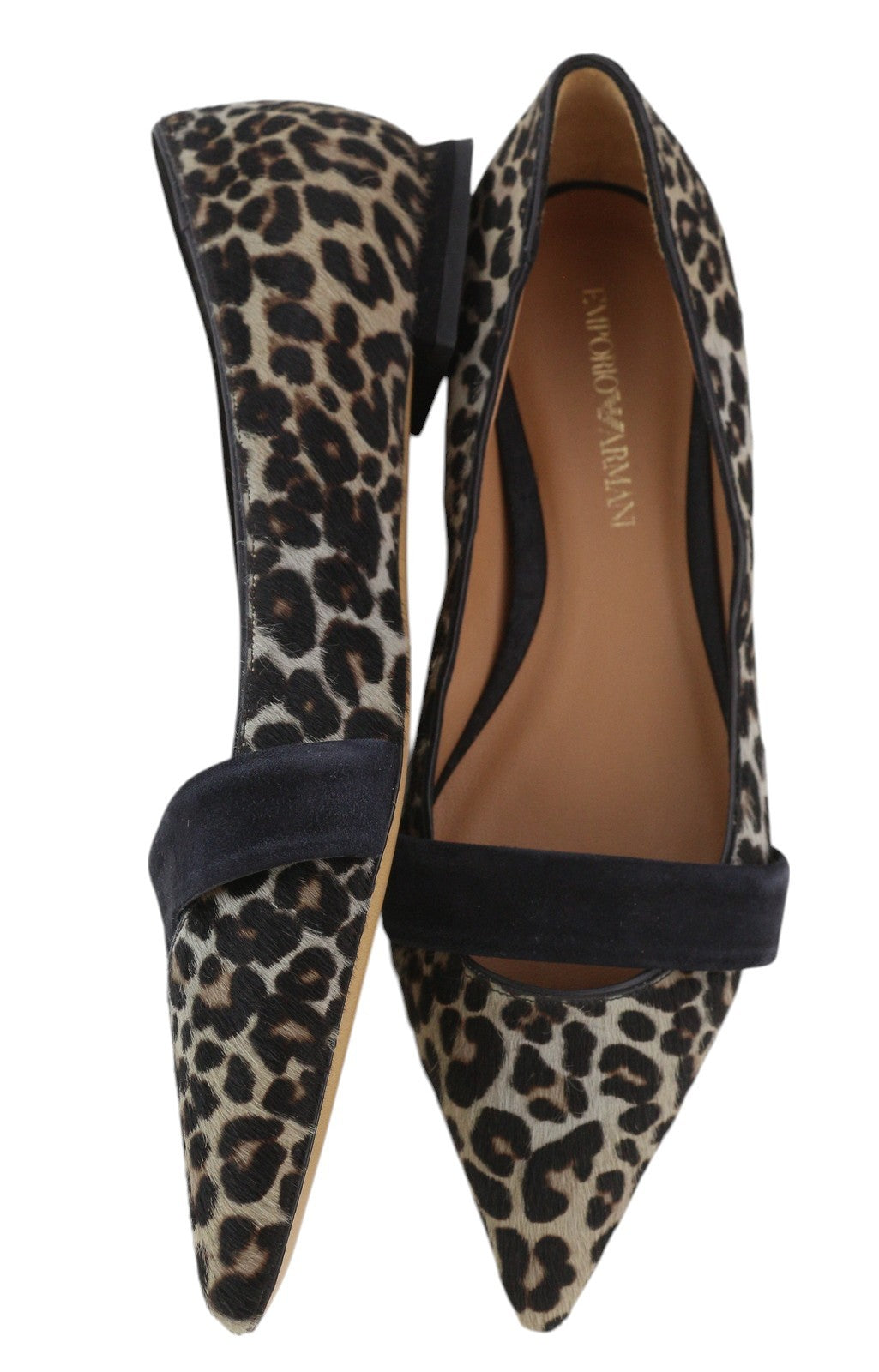EMPORIO ARMANI X3D238 Women Flats EU37 Animal Suede Trim RRP$299