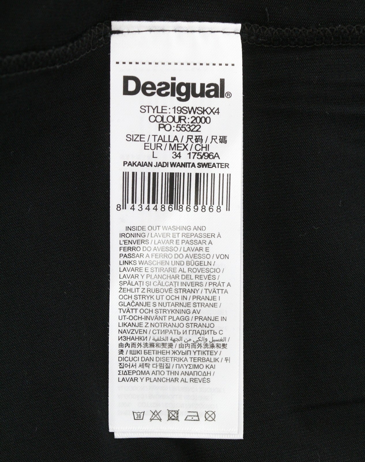 DESIGUAL Jamil Women Jumper L Double Effect Asymmetric Drape 2in1