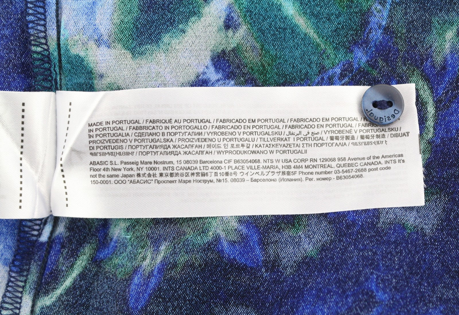 DESIGUAL Kency Women Blouse M Blue Tie-Dye Pattern Bow Tie Collar Long Sleeve