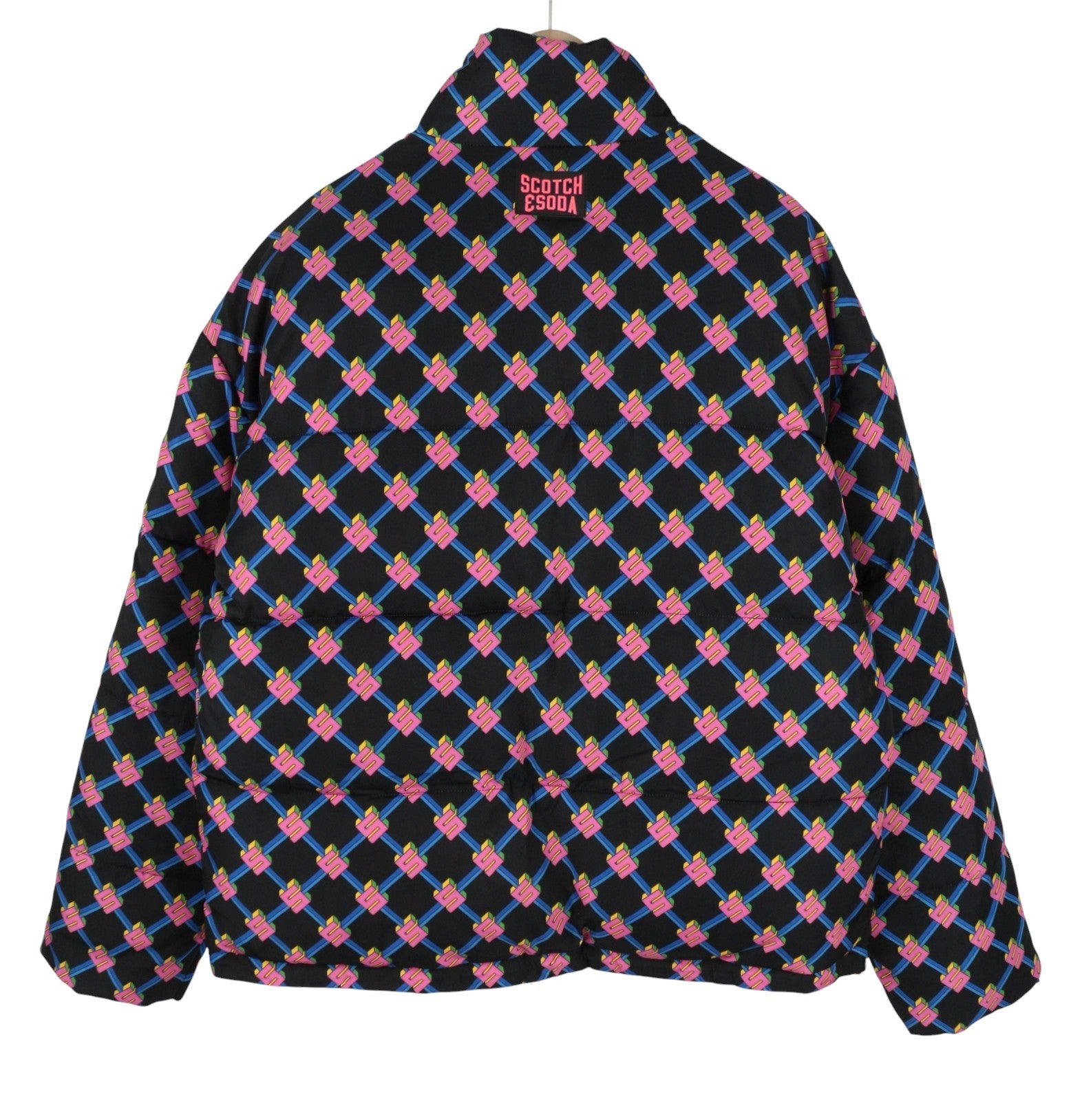 SCOTCH & SODA Women Jacket L Reversible Quilted Padded Allover Logo Print Puffer