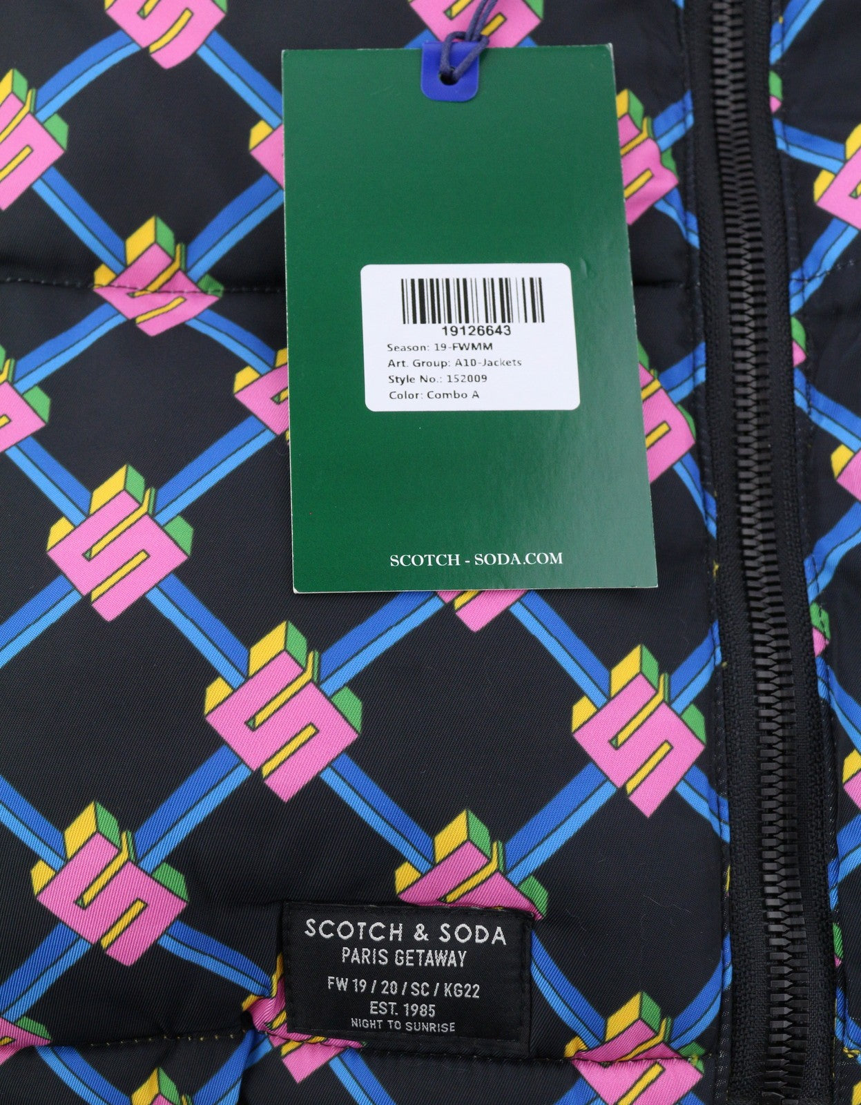 SCOTCH & SODA Women Jacket L Reversible Quilted Padded Allover Logo Print Puffer