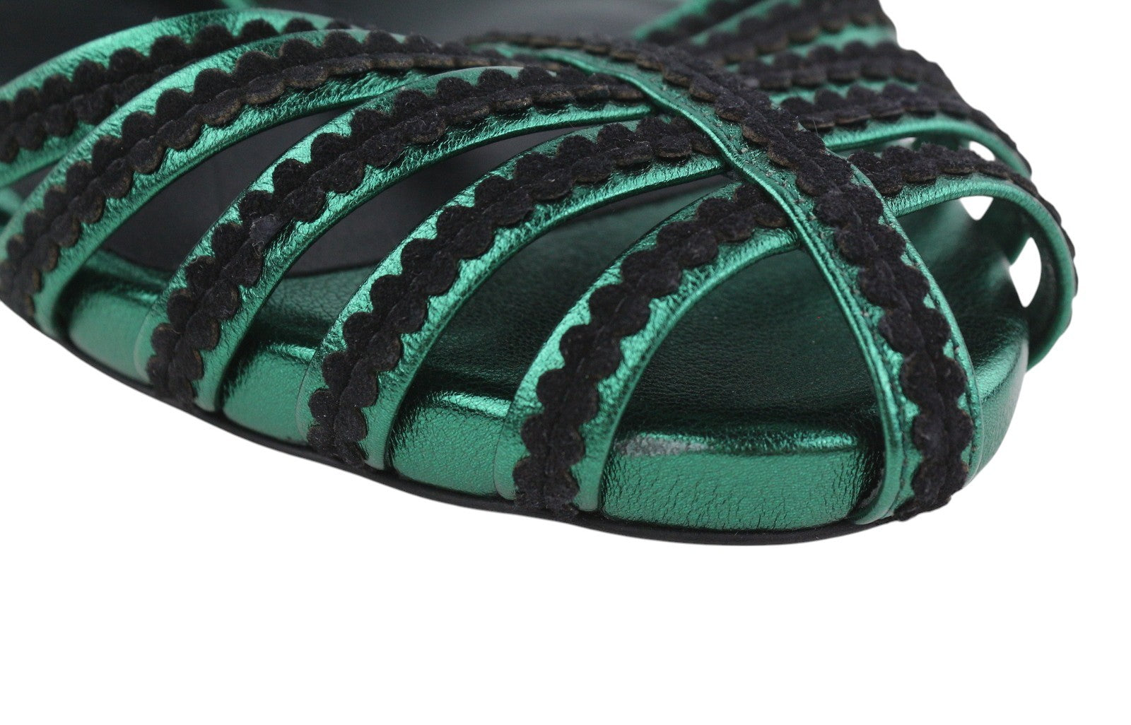 EMPORIO ARMANI Women Heels EU37 Black Suede Strappy Buckle Sandals