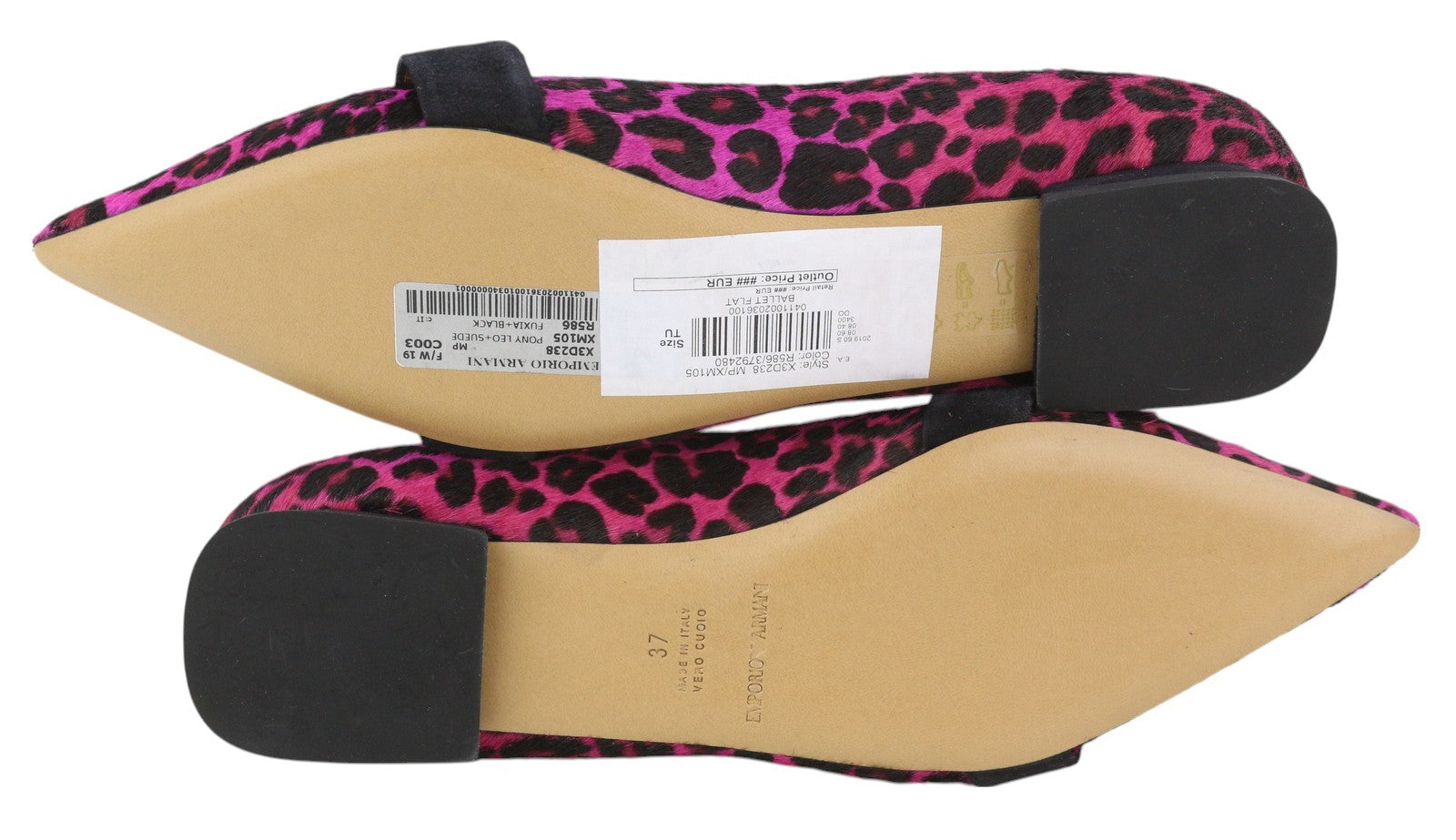 EMPORIO ARMANI X3D238 Women Flats EU37 Pink Suede Trim Logo RRP$299