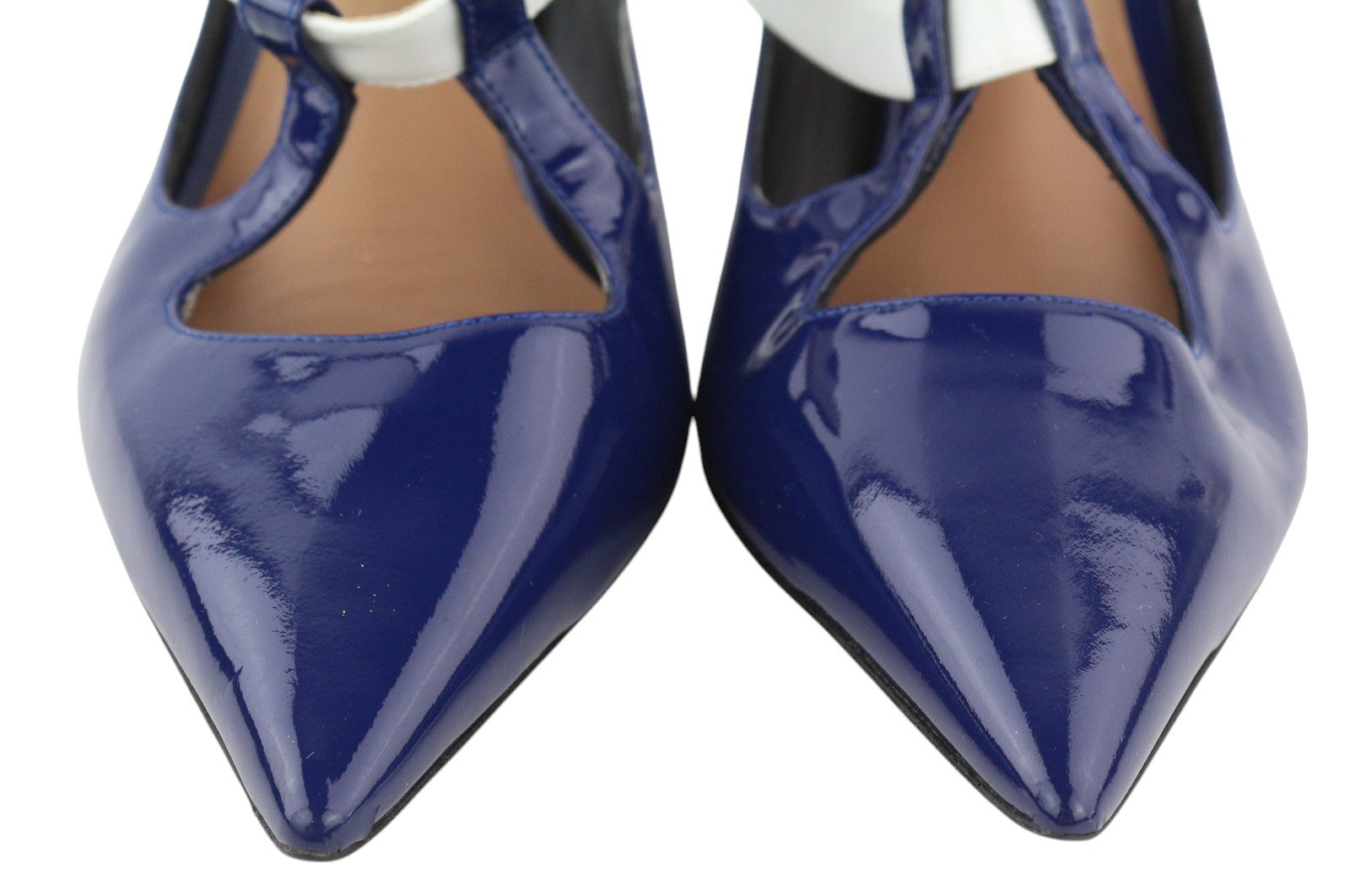 EMPORIO ARMANI Women Heels EU37 Blue Shiny Buckle Pointed Pumps