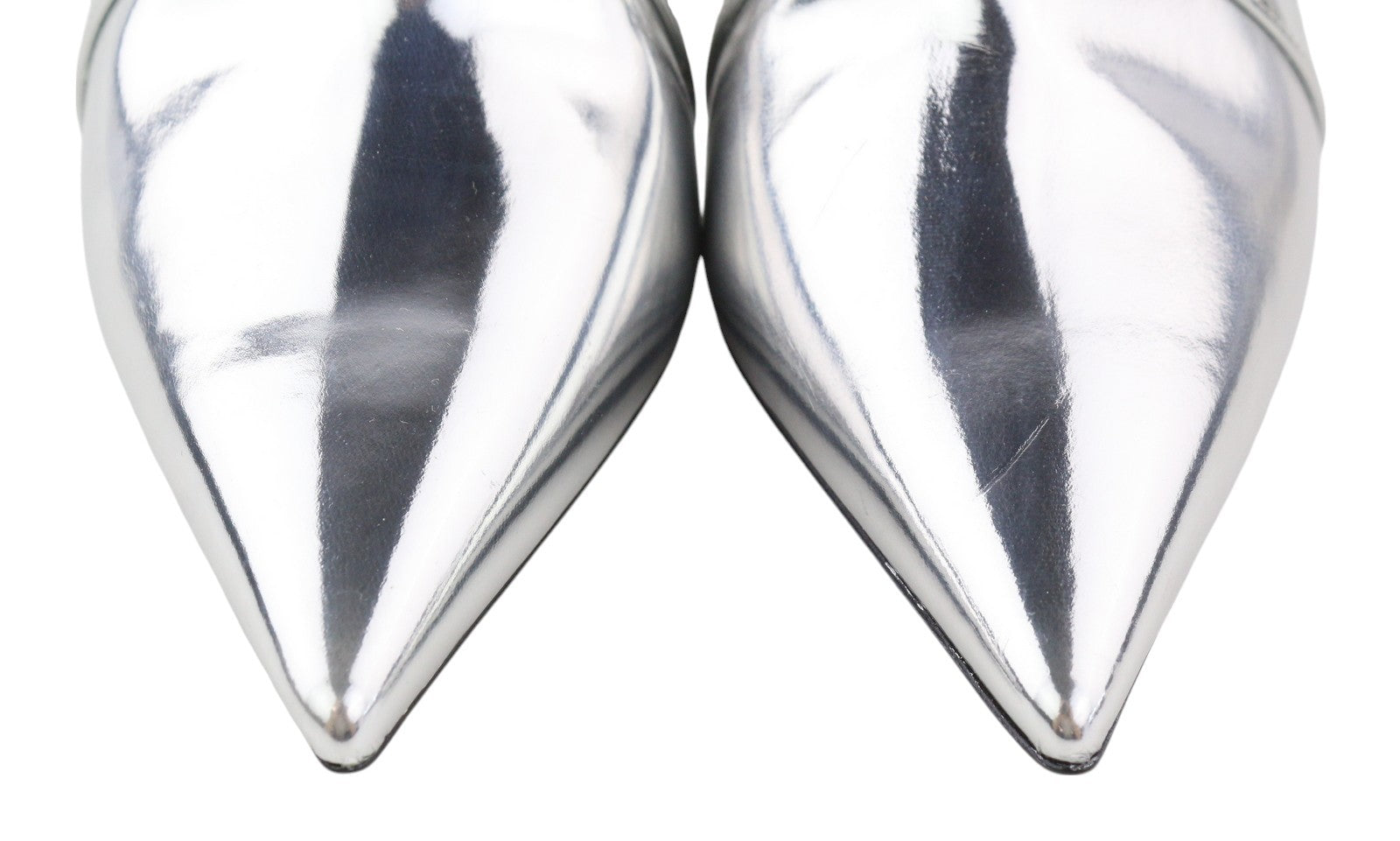 EMPORIO ARMANI Women Heels EU37 Silver Shiny Strap Buckle Pumps