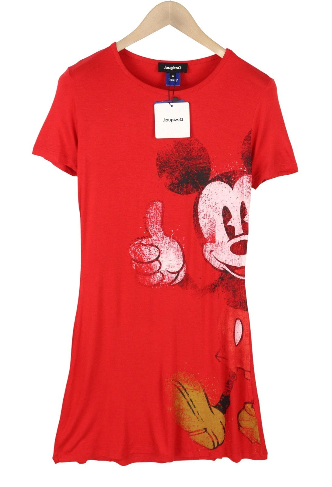 DESIGUAL x Disney Mickey Women Dress M Red Short Sleeve T-Shirt Type Knee-Length