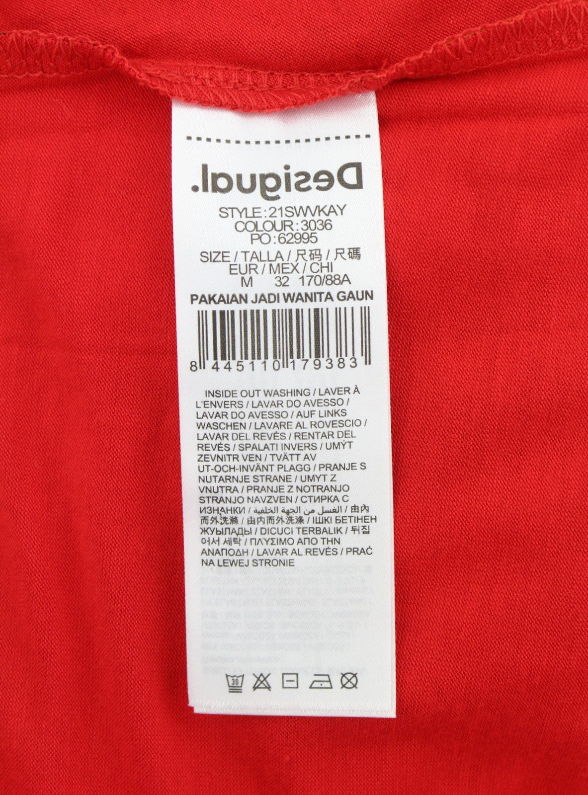 DESIGUAL x Disney Mickey Women Dress M Red Short Sleeve T-Shirt Type Knee-Length