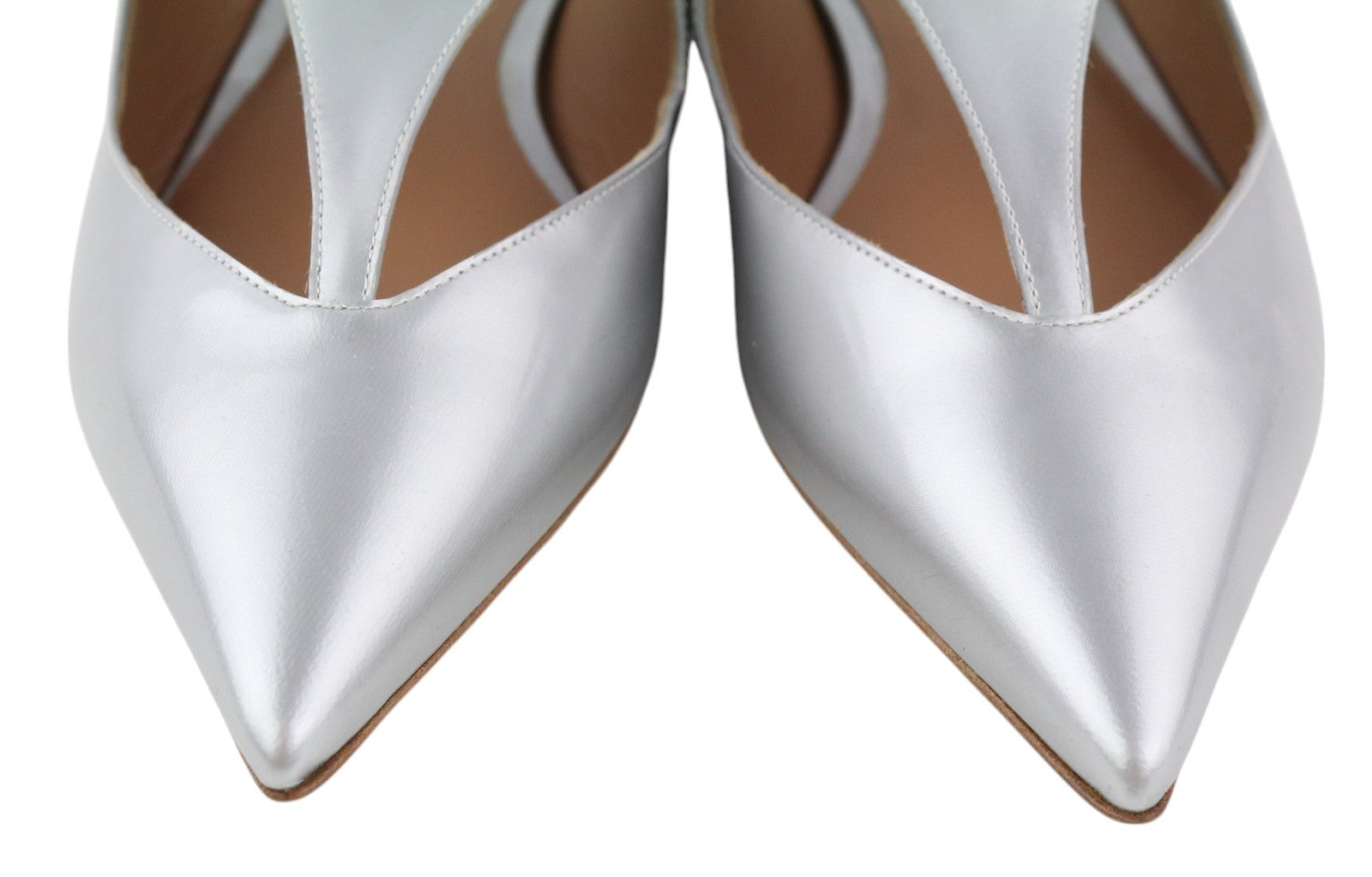 EMPORIO ARMANI X3D234 Women Flats EU37 Silver Buckle Pointed Slip Sandals