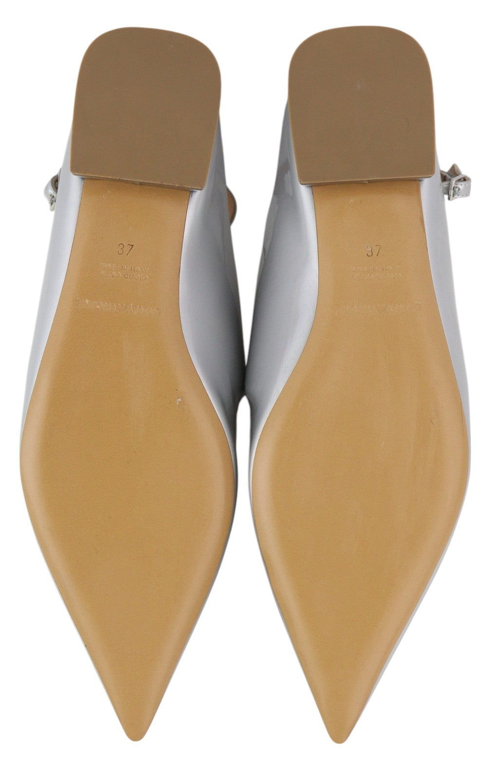 EMPORIO ARMANI X3D234 Women Flats EU37 Silver Buckle Pointed Slip Sandals