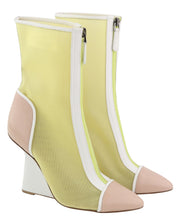 EMPORIO ARMANI X3M280 Women Shoes EU37 Yellow Mesh Leather Zip Pumps