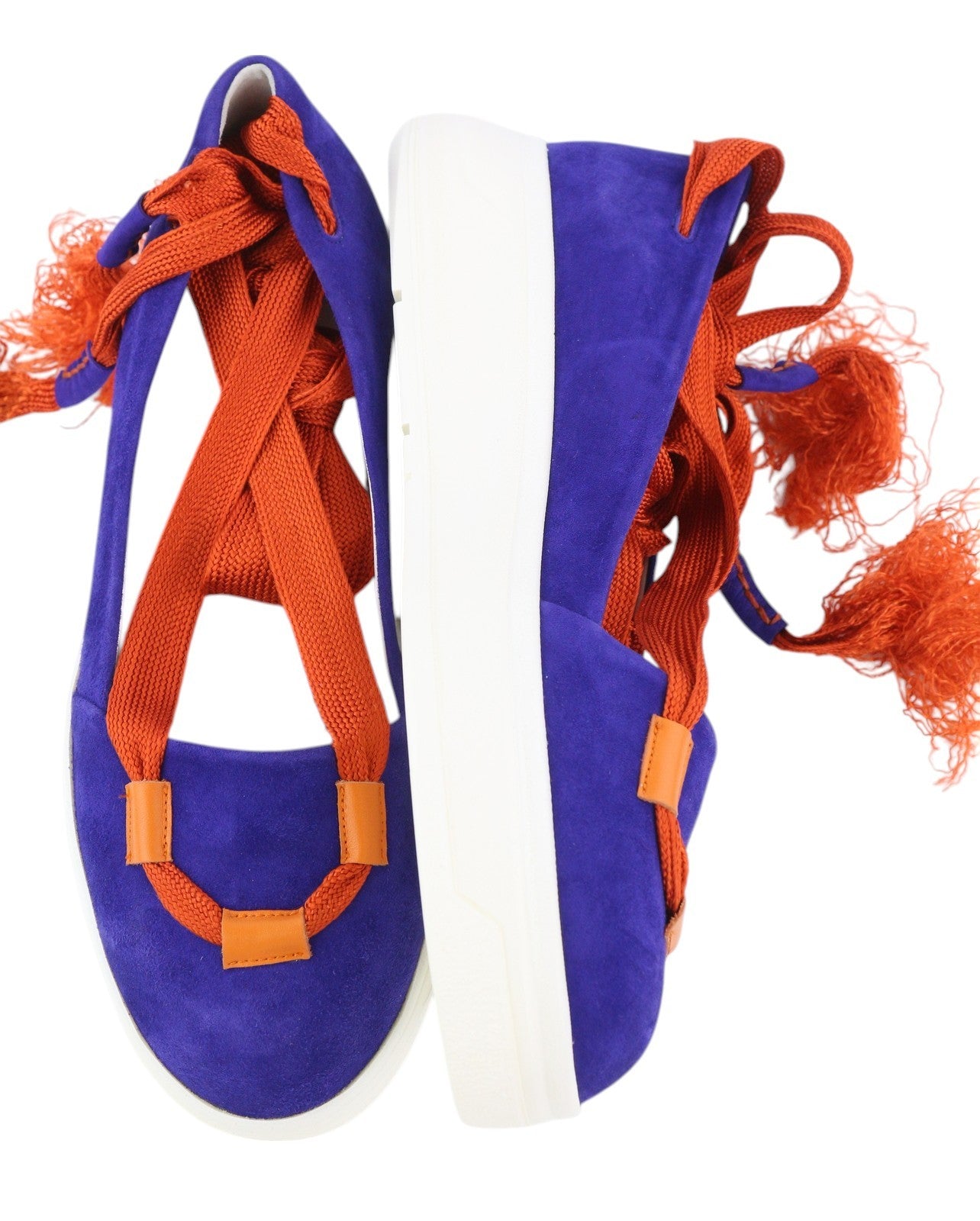 EMPORIO ARMANI X3X085 Women Shoes EU37 Blue Suede Lace Platform