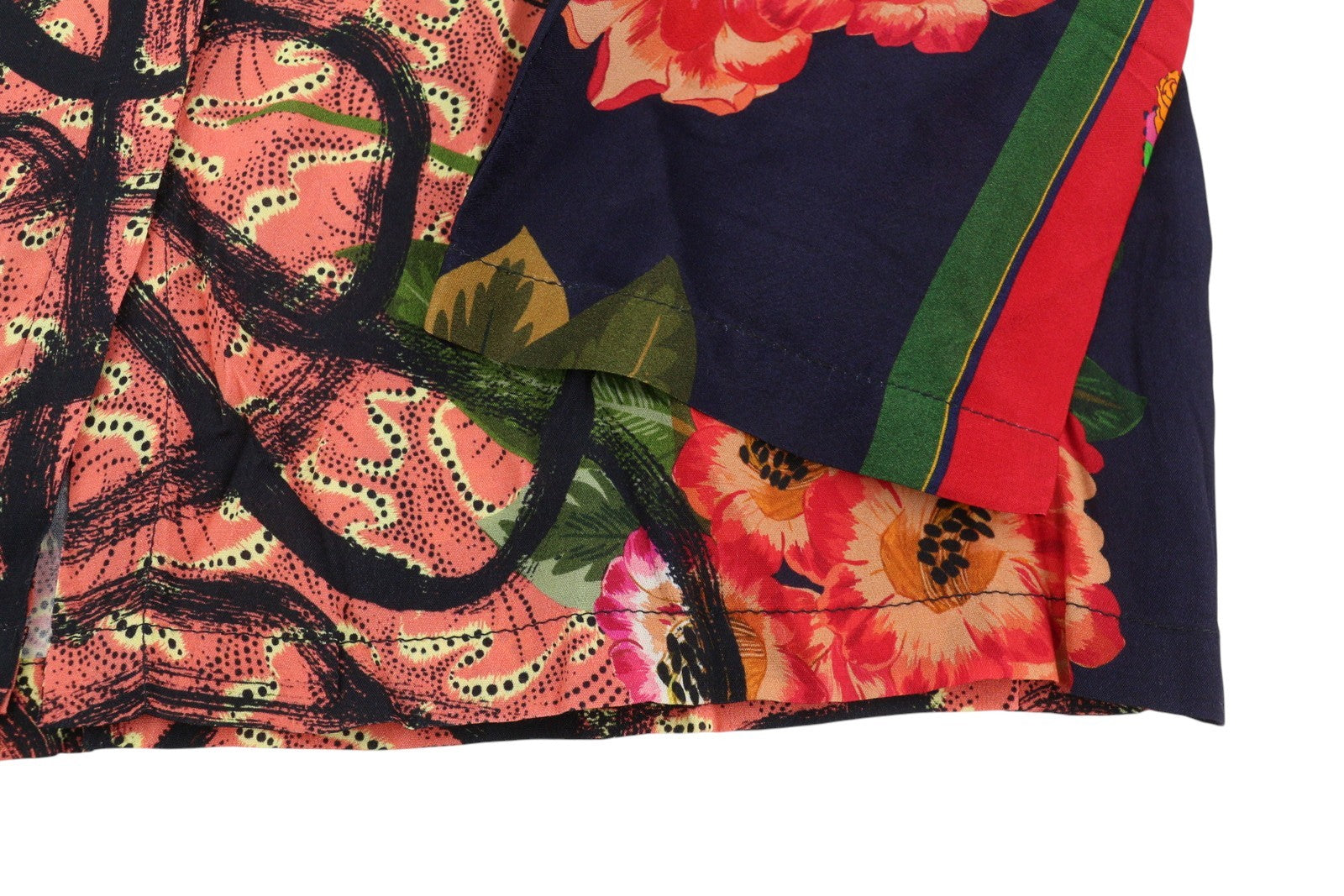 DESIGUAL Jenica Women Blouse 2XL Colourful Ethnic Button Roll-Up 3/4 Sleeve