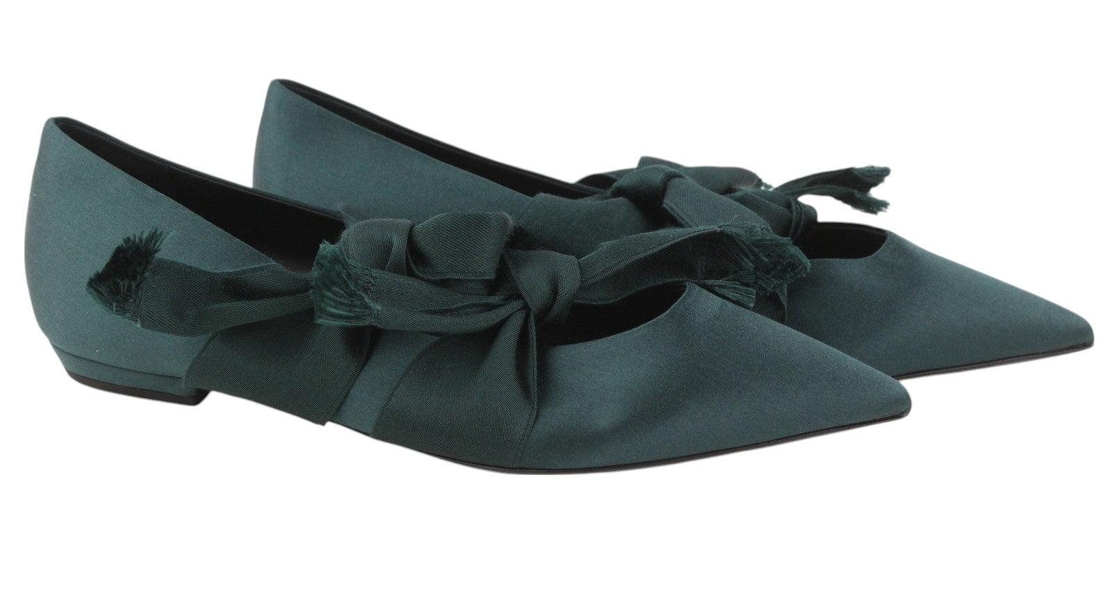 EMPORIO ARMANI X3D262 Women Flats EU37 Green Satin Strap Ballerina