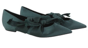 EMPORIO ARMANI X3D262 Women Flats EU37 Green Satin Strap Ballerina