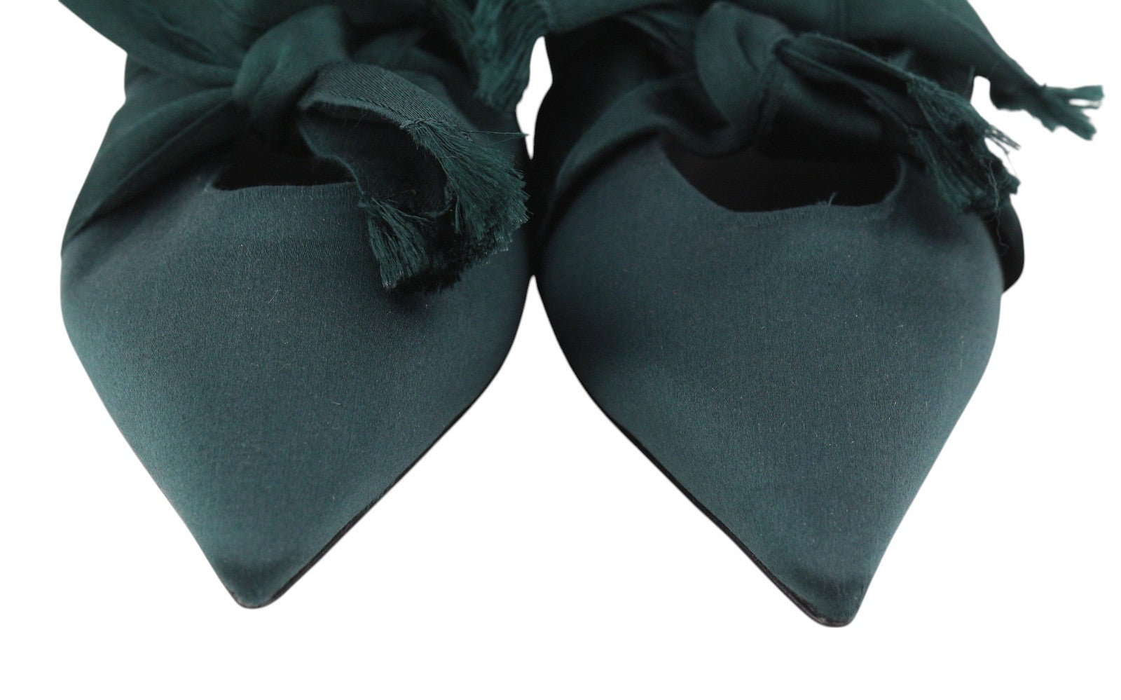 EMPORIO ARMANI X3D262 Women Flats EU37 Green Satin Strap Ballerina