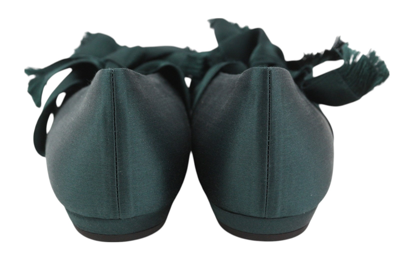 EMPORIO ARMANI X3D262 Women Flats EU37 Green Satin Strap Ballerina