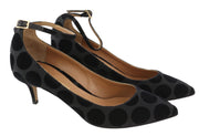 EMPORIO ARMANI X3E320 Women Heels EU37 Black Polka Dot Buckle Pumps