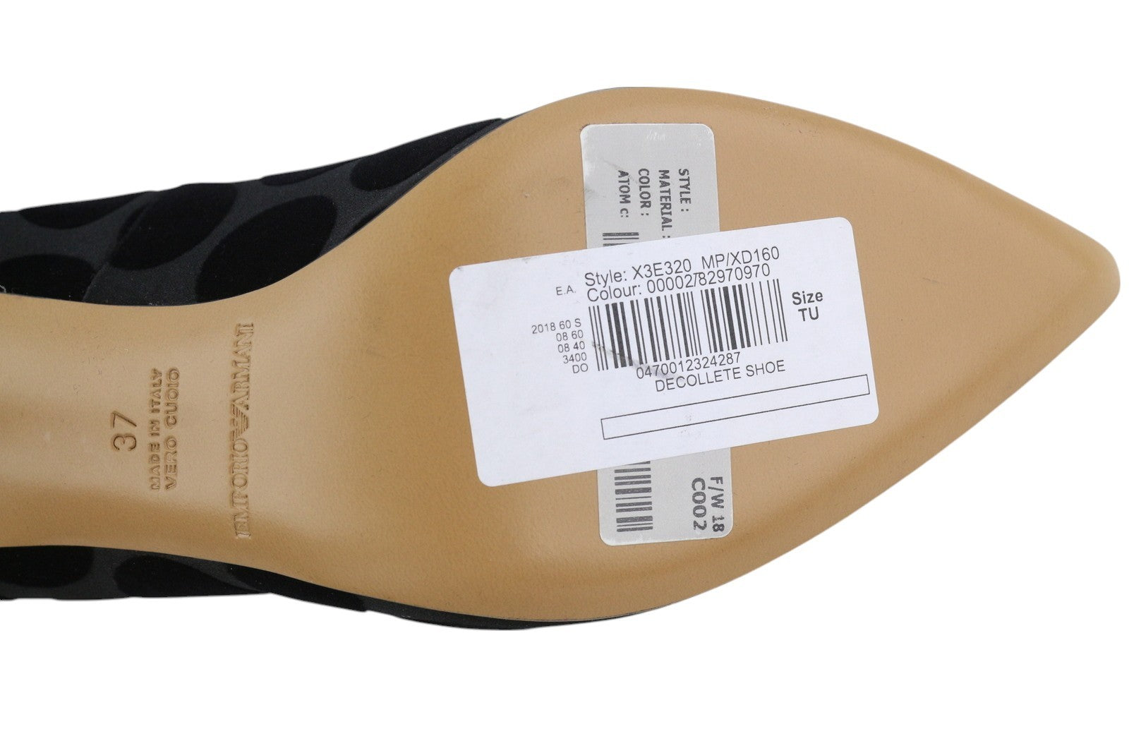 EMPORIO ARMANI X3E320 Women Heels EU37 Black Polka Dot Buckle Pumps