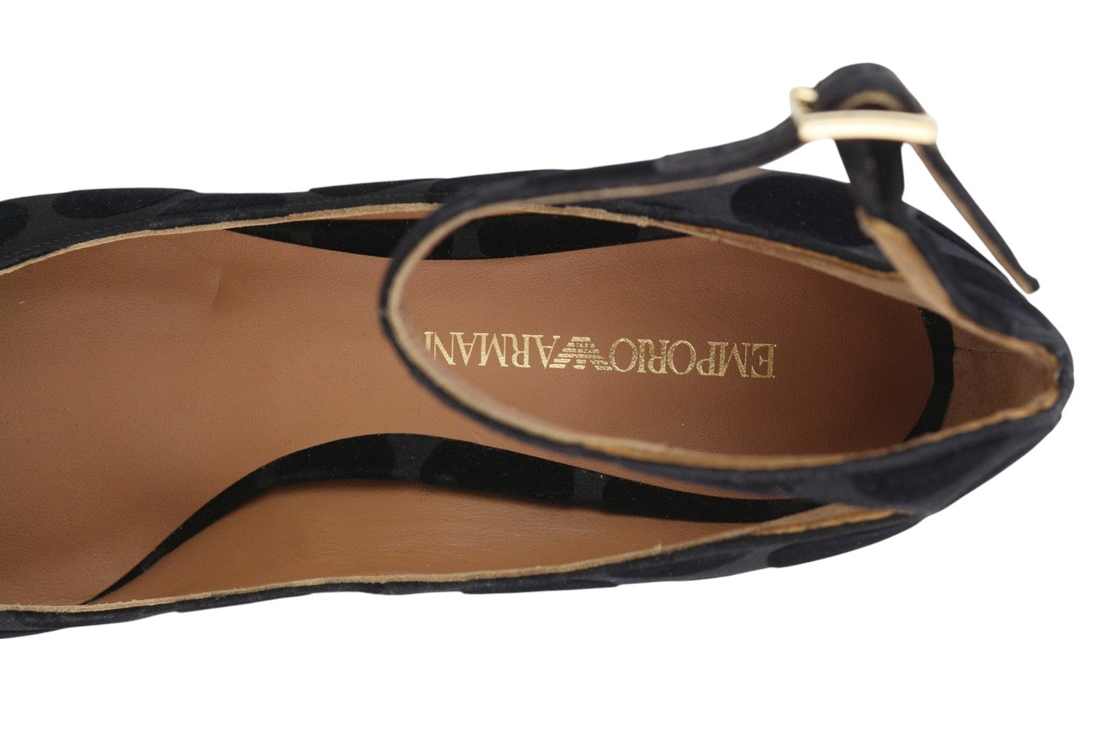 EMPORIO ARMANI X3E320 Women Heels EU37 Black Polka Dot Buckle Pumps