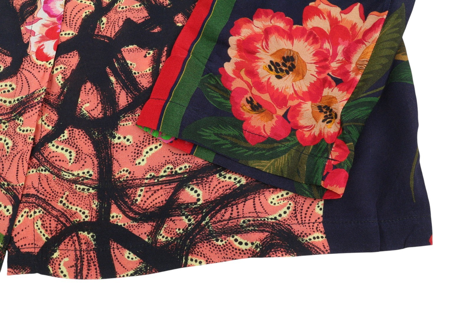 DESIGUAL Jenica Women Blouse 2XL Colourful Ethnic Print Roll Up 3/4 Sleeve