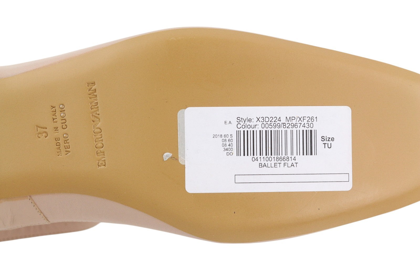 EMPORIO ARMANI X3D224 Women Flats EU37 Light Pink Square Ballerina