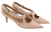 EMPORIO ARMANI X3E397 Women Heels EU37 Pink Leather Metal Detail Pumps