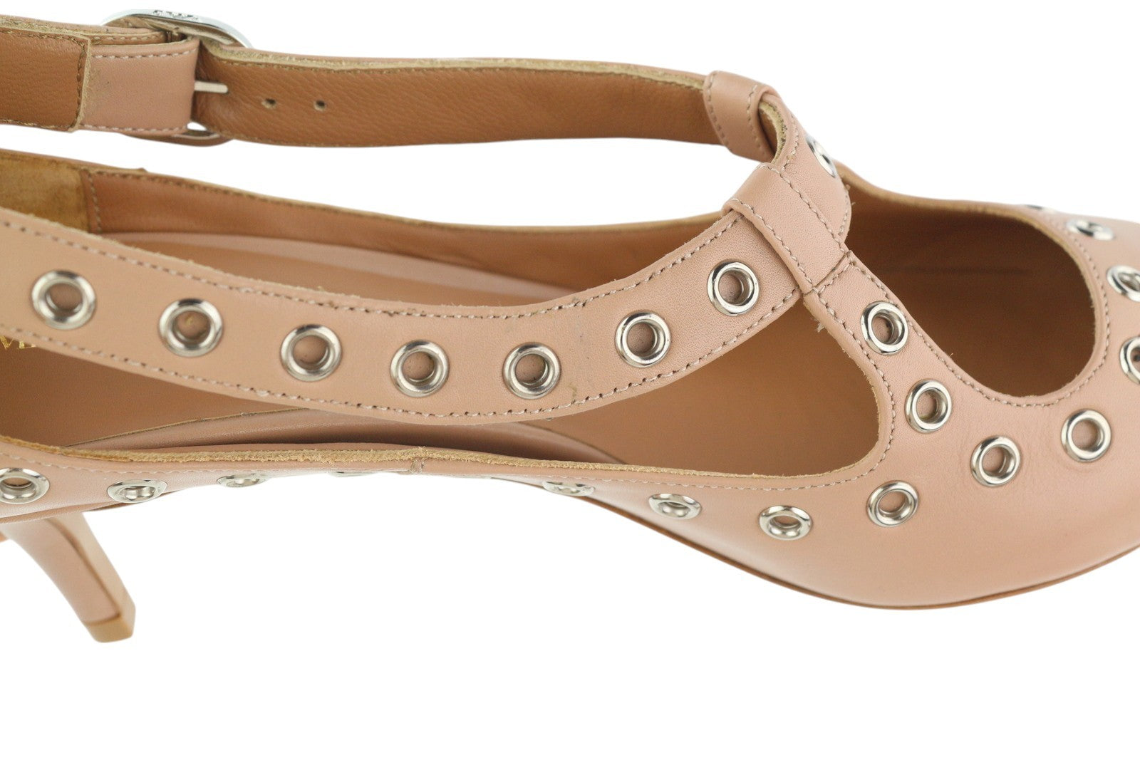 EMPORIO ARMANI X3E397 Women Heels EU37 Pink Leather Metal Detail Pumps