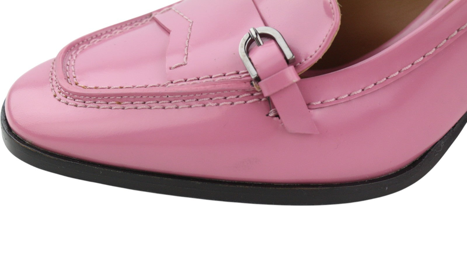 EMPORIO ARMANI Women Heels EU37 Pink Leather Square Toe Slip On