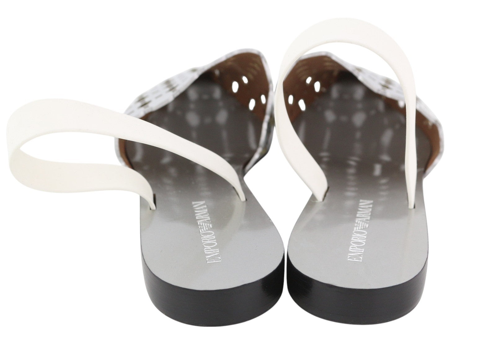 EMPORIO ARMANI X3D255 Women Flats EU37 Silver Shiny Slip On Pointed Toe