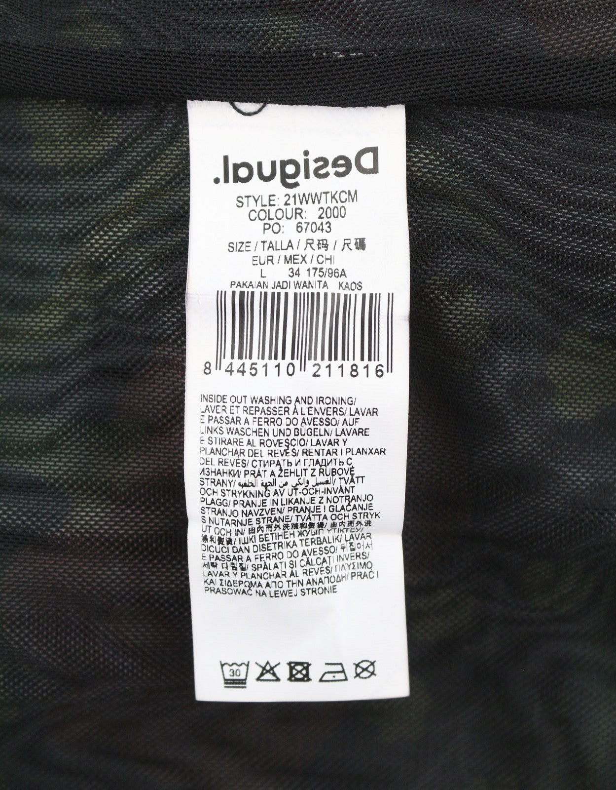 DESIGUAL Sally Women Bodysuit L Long Sleeved Floral Print Slim Fit Mesh