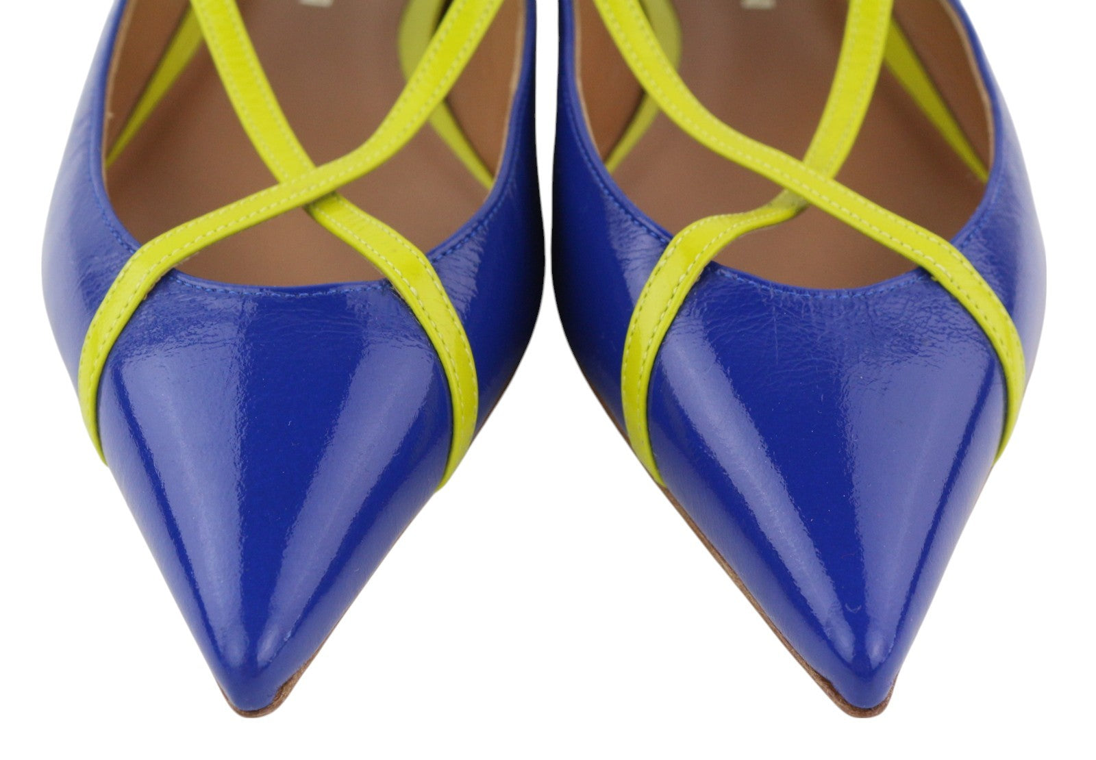 EMPORIO ARMANI X3D235 Women Flats EU37 Shiny Pointed Toe Strap Buckle