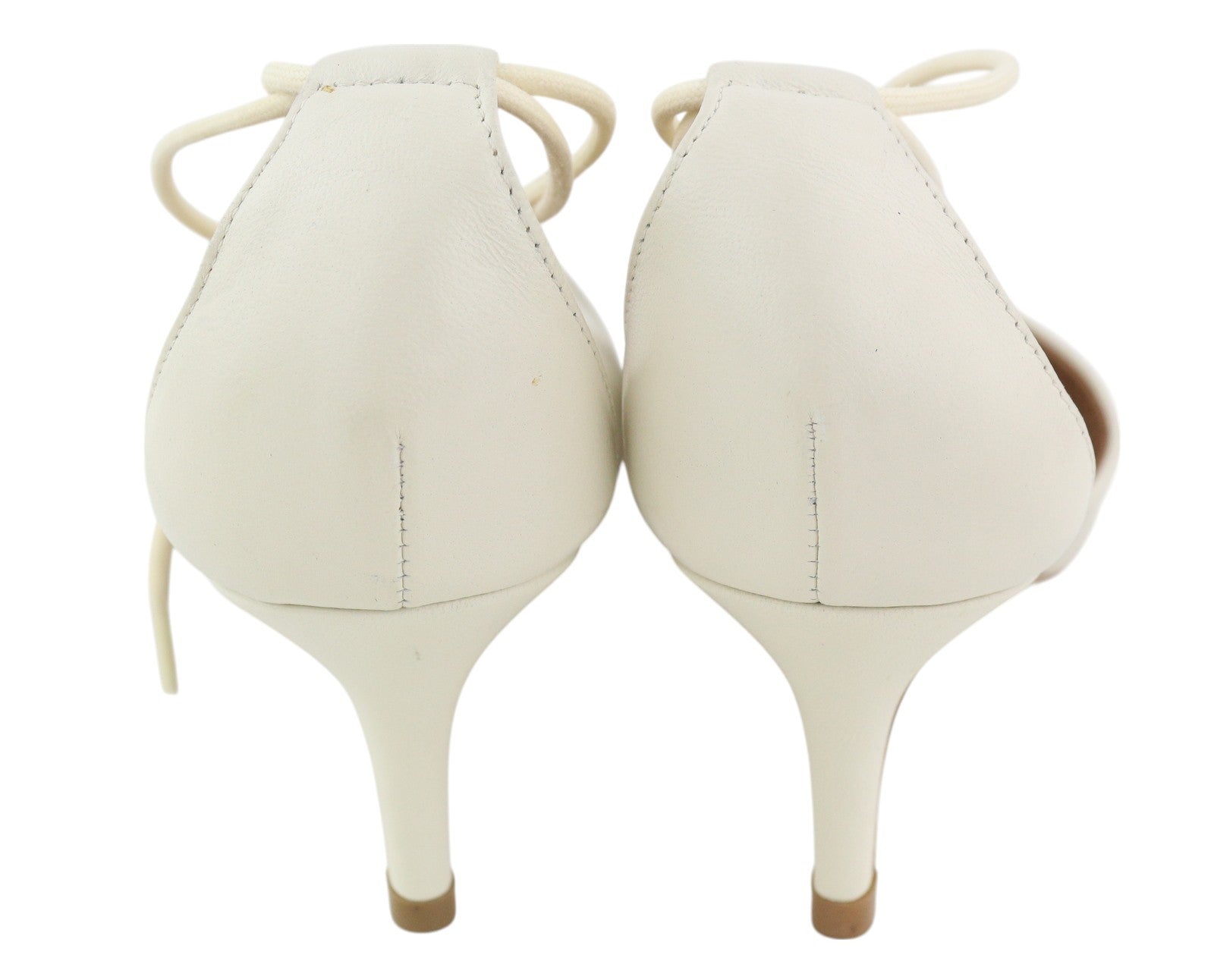 EMPORIO ARMANI Women Heels EU37 White Leather Laced Strap Pumps