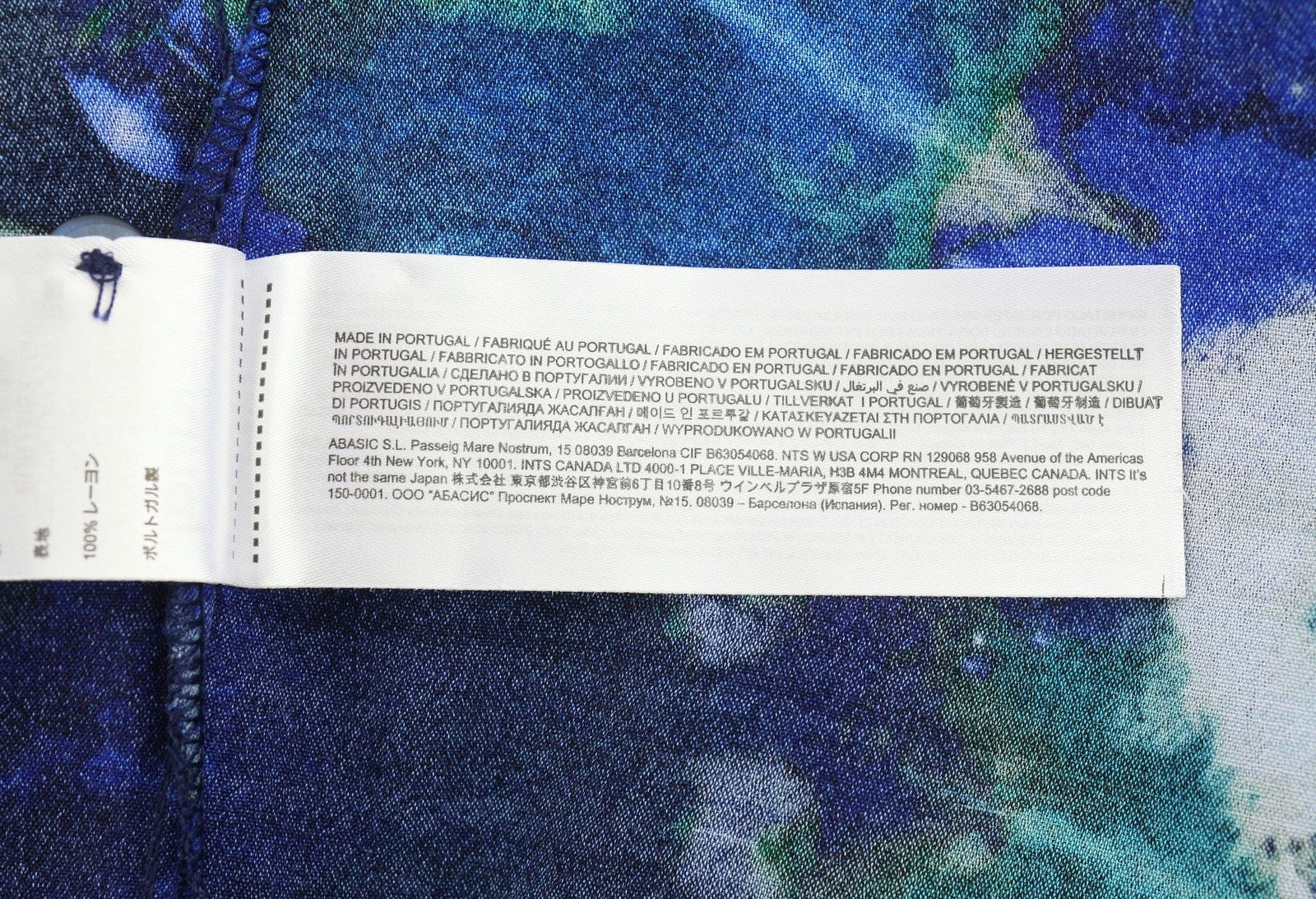 DESIGUAL Kency Women Blouse S Blue Tie-Dye Pattern Bow Tie Collar Long Sleeve