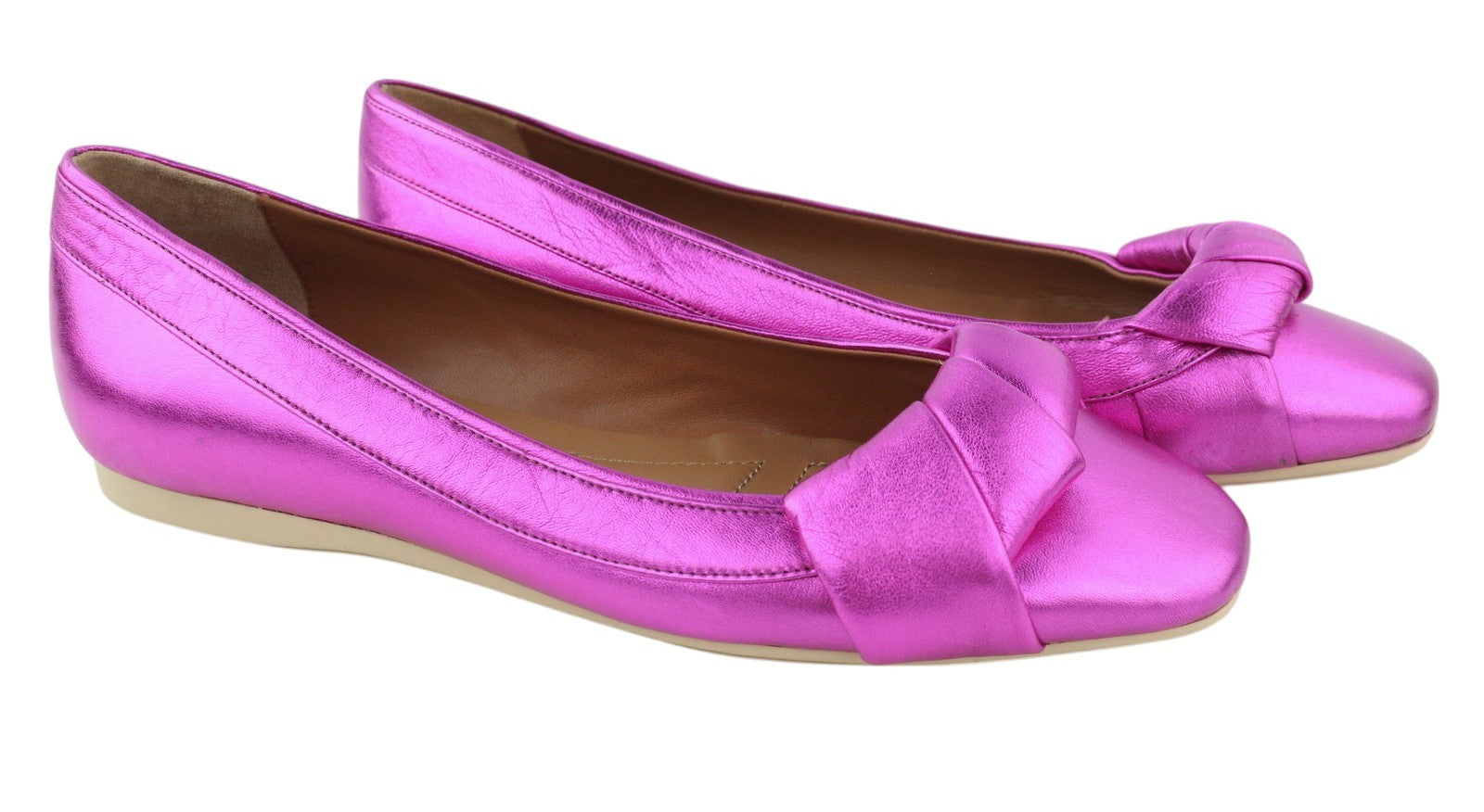 EMPORIO ARMANI X3D241 Women Flats EU37 Purple Shiny Square Toe Ballerina