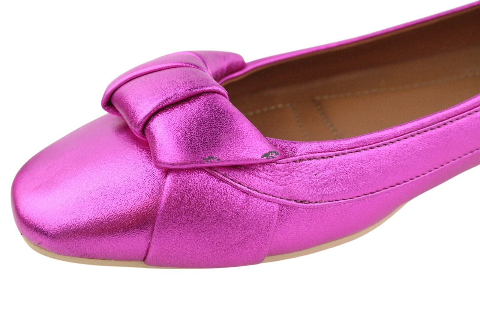 EMPORIO ARMANI X3D241 Women Flats EU37 Purple Shiny Square Toe Ballerina