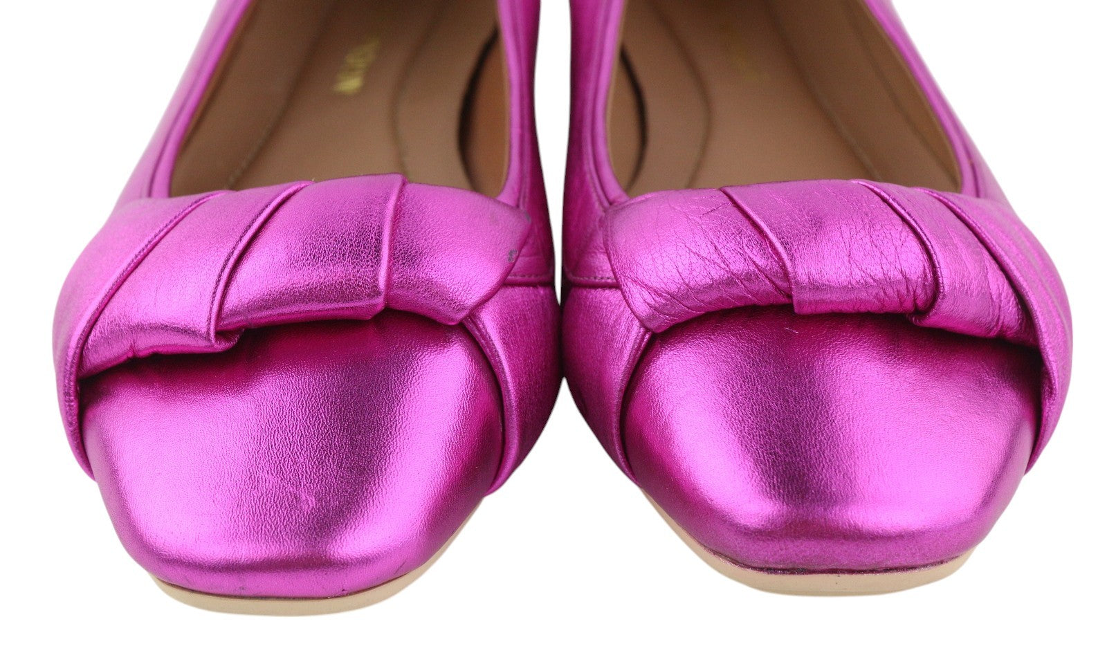 EMPORIO ARMANI X3D241 Women Flats EU37 Purple Shiny Square Toe Ballerina