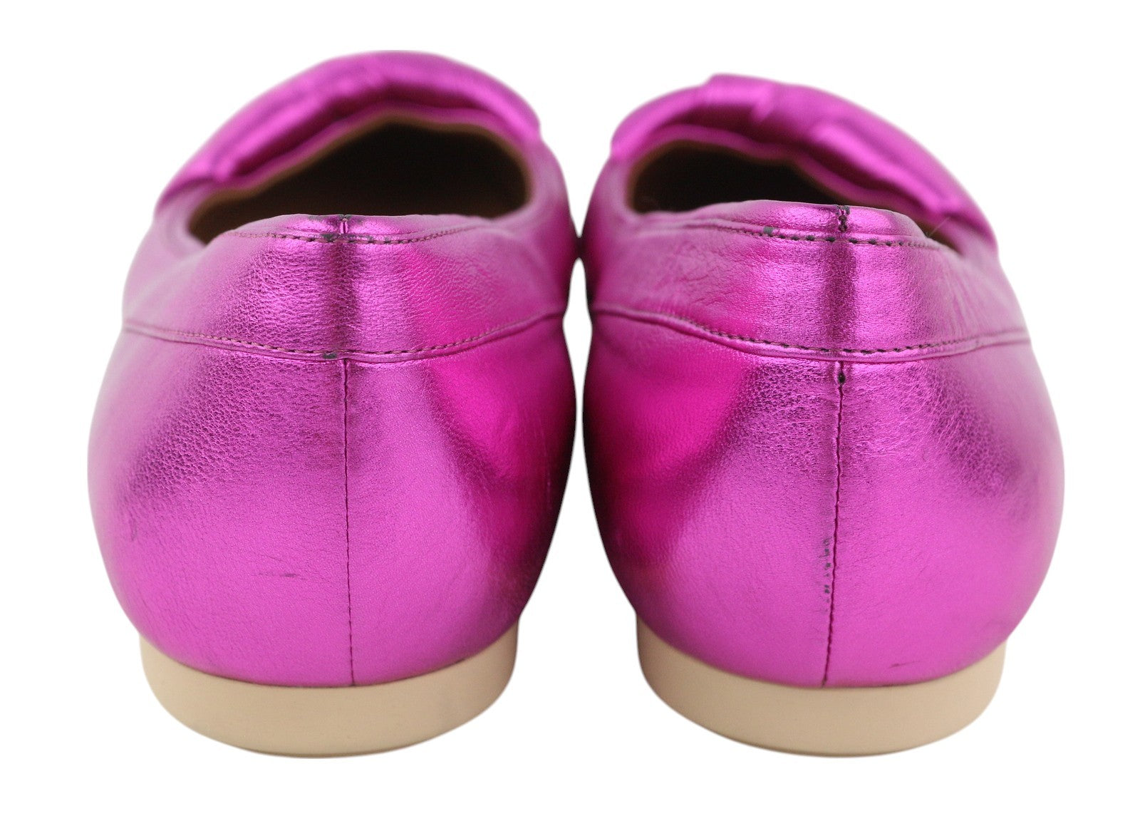 EMPORIO ARMANI X3D241 Women Flats EU37 Purple Shiny Square Toe Ballerina