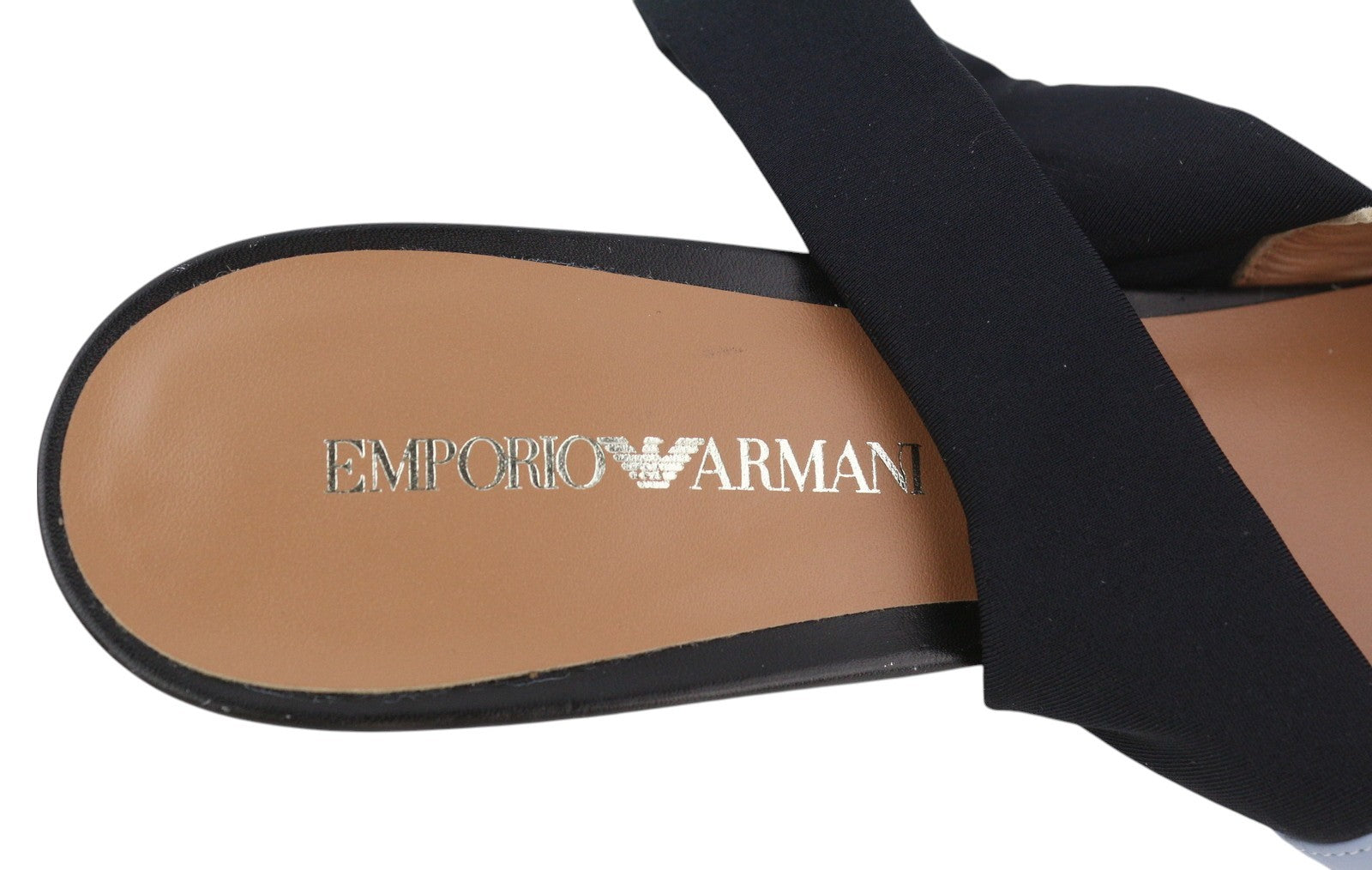 EMPORIO ARMANI Women Heels EU37 Blue Leather Pointed Slip On Logo