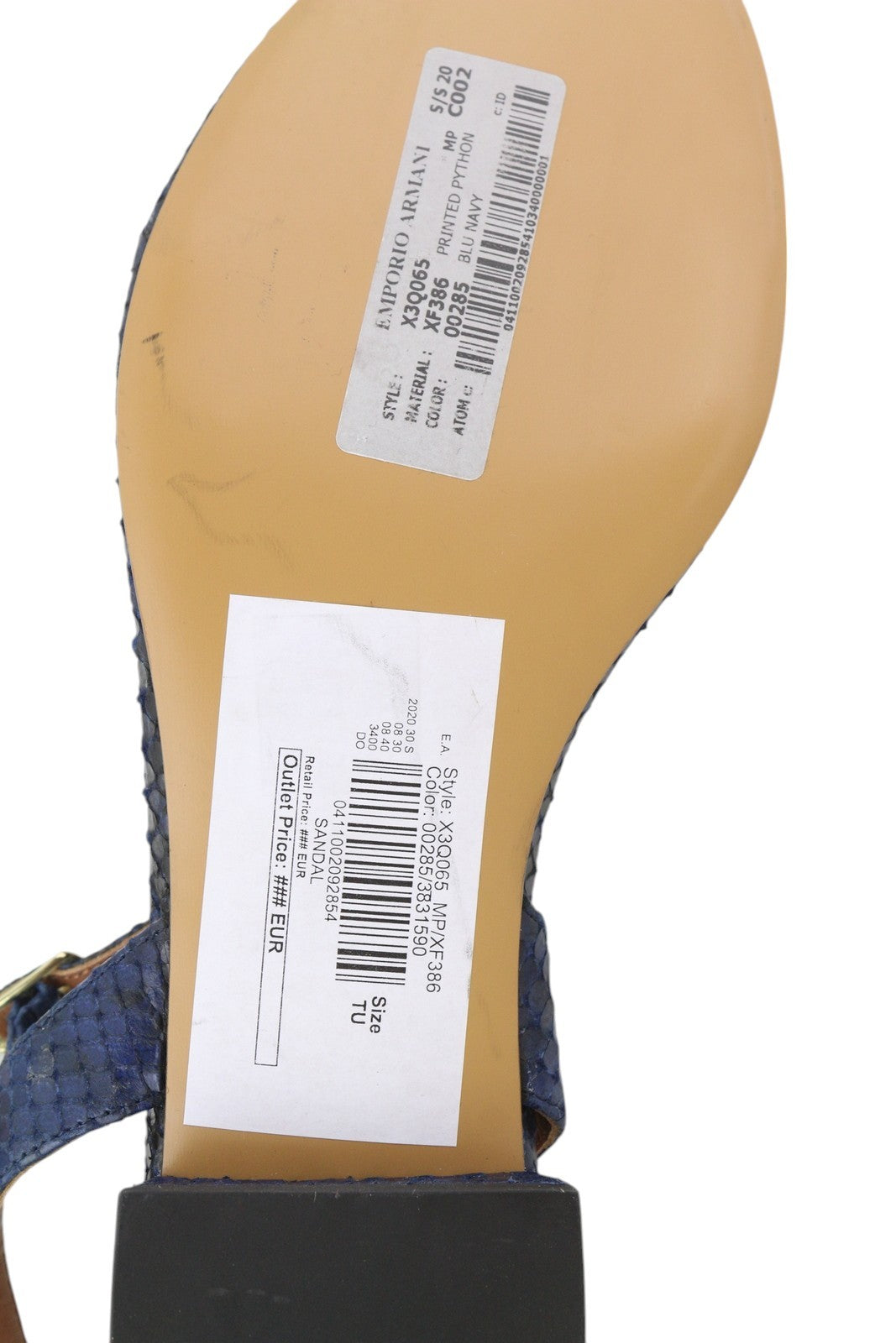 EMPORIO ARMANI X3Q065 Women Sandals EU37 Blue Textured Leather Flats RRP212