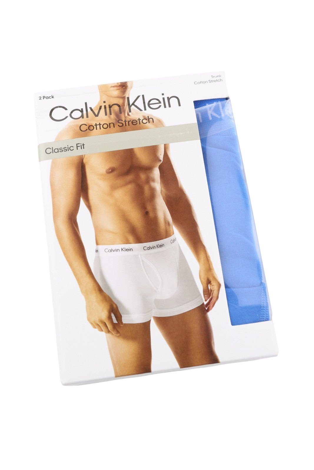 CALVIN KLEIN Men Underwear S Blue Trunk Stretch Cotton Classic Logo 2 Pack