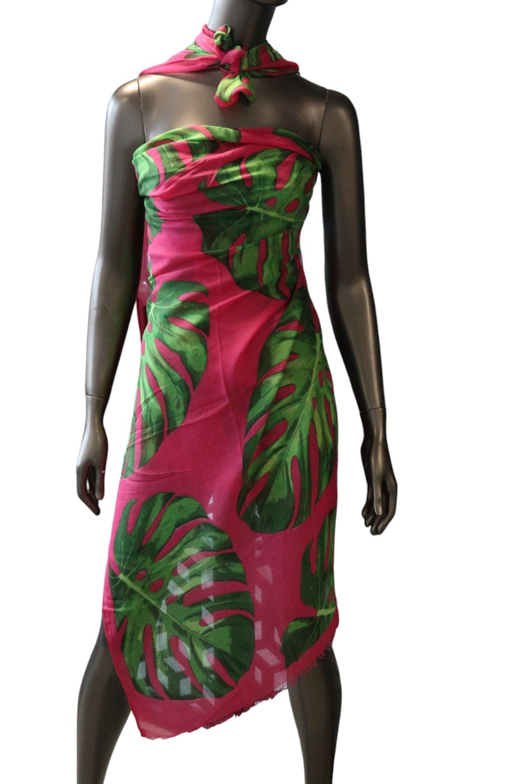ANTONY MORATO Women Scarf OS Pink Tropical Leaf Cover Up Wrap Beach