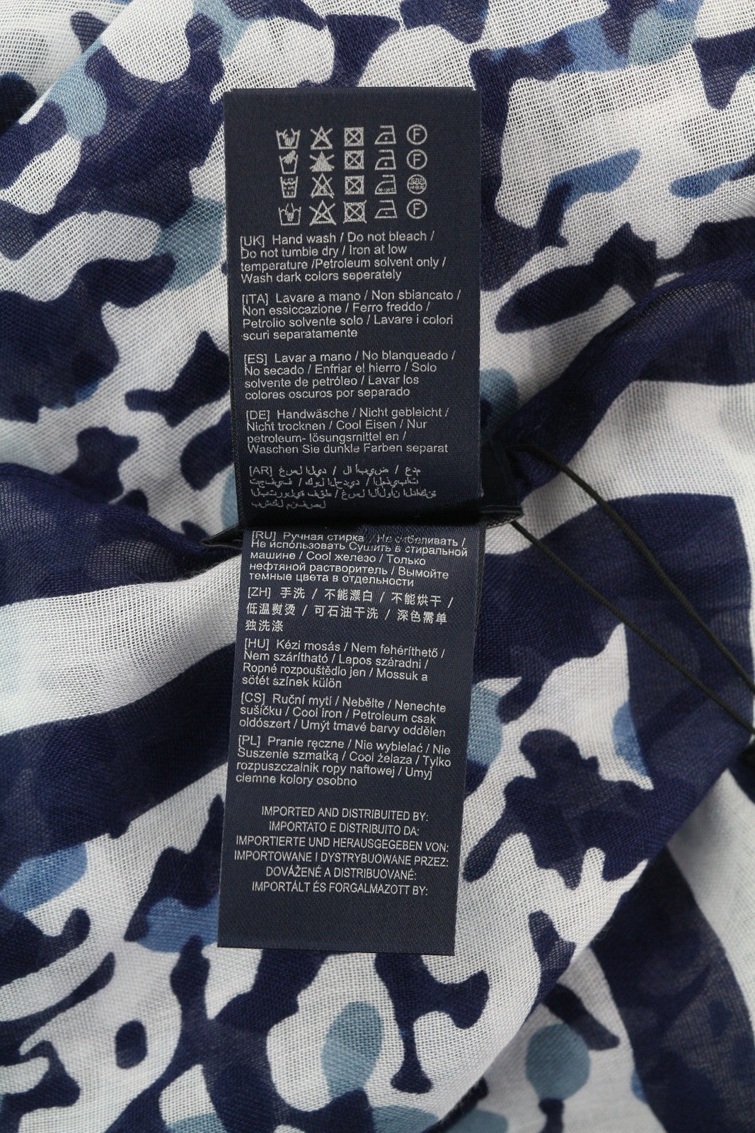 ANTONY MORATO Women Scarf OS Blue White Pattern Wrap Casual Beach